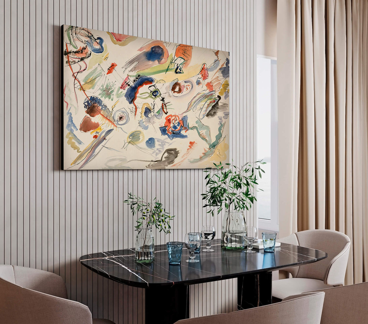 Kandinsky- Primo acquerello astratto | Stampa piatta HD o in 3D