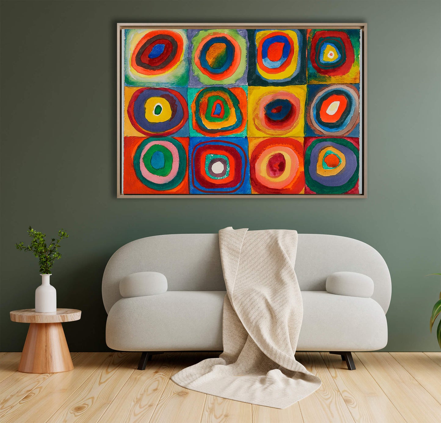 Kandinsky - Studio di colore, quadrati con cerchi | Stampa piatta HD o in 3D