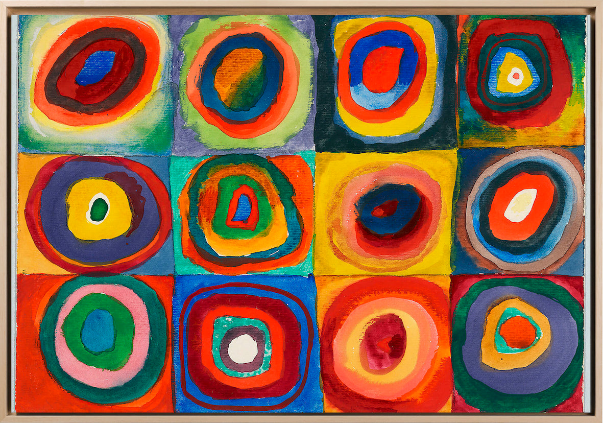 Kandinsky - Studio di colore, quadrati con cerchi | Stampa piatta HD o in 3D