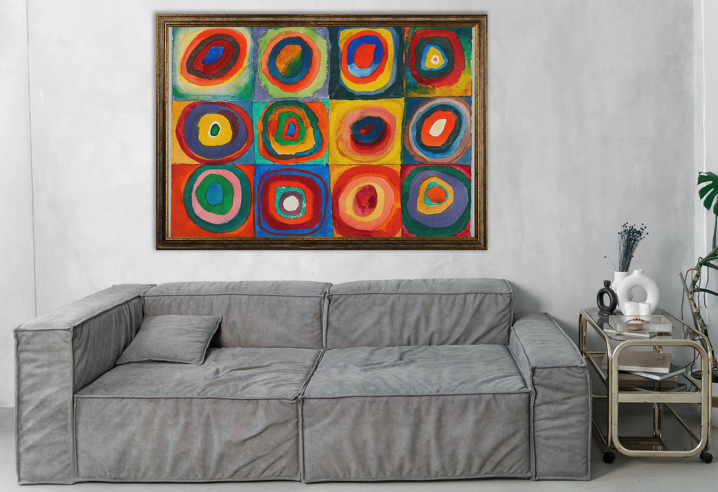 Kandinsky - Studio di colore, quadrati con cerchi | Stampa piatta HD o in 3D