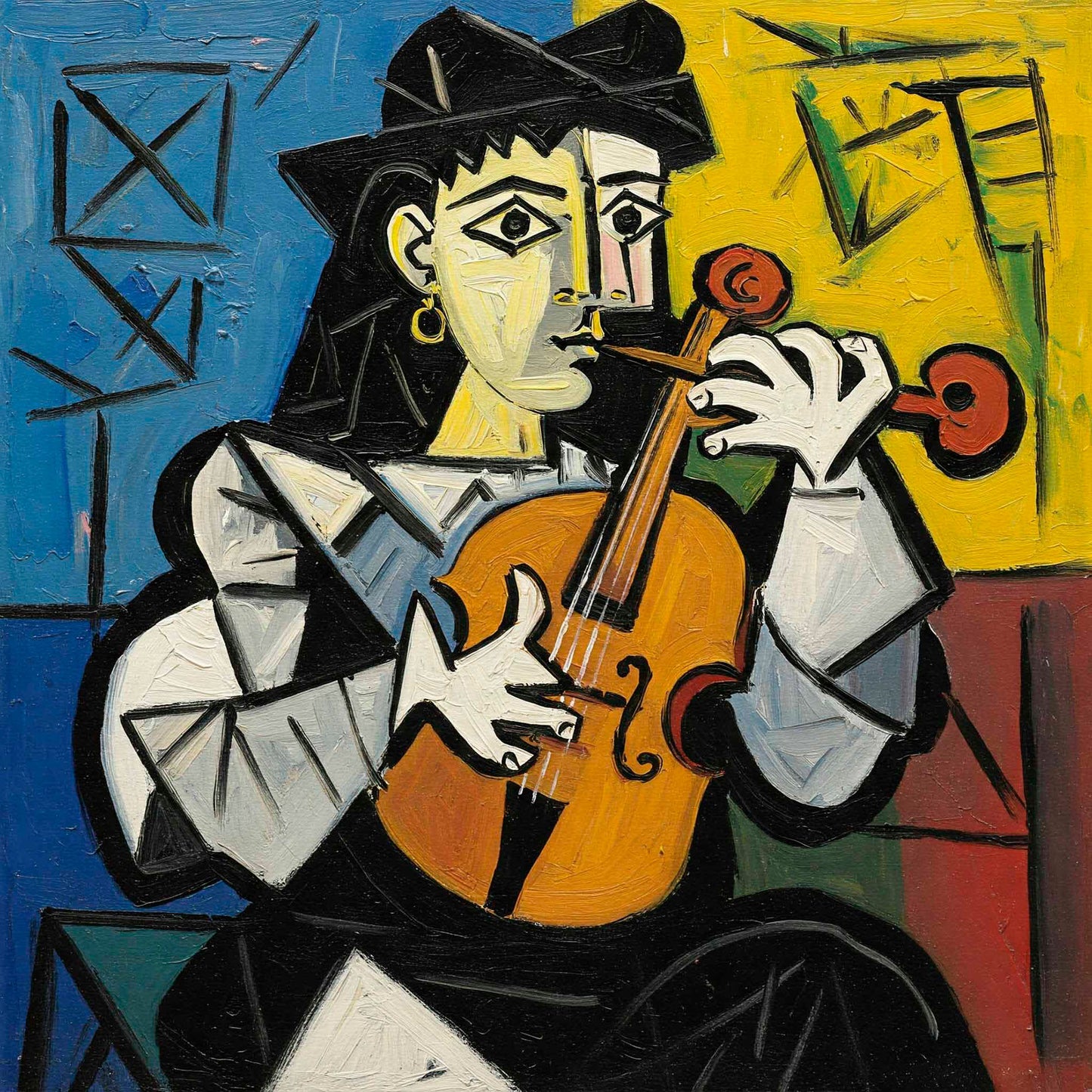 Ispirazione Picasso - Donna con violino | Stampa piatta HD o in 3D
