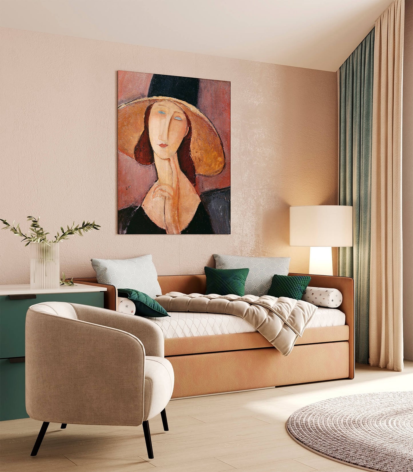 Modigliani - Jeanne Huberterne con cappello | Stampa piatta HD o in 3D