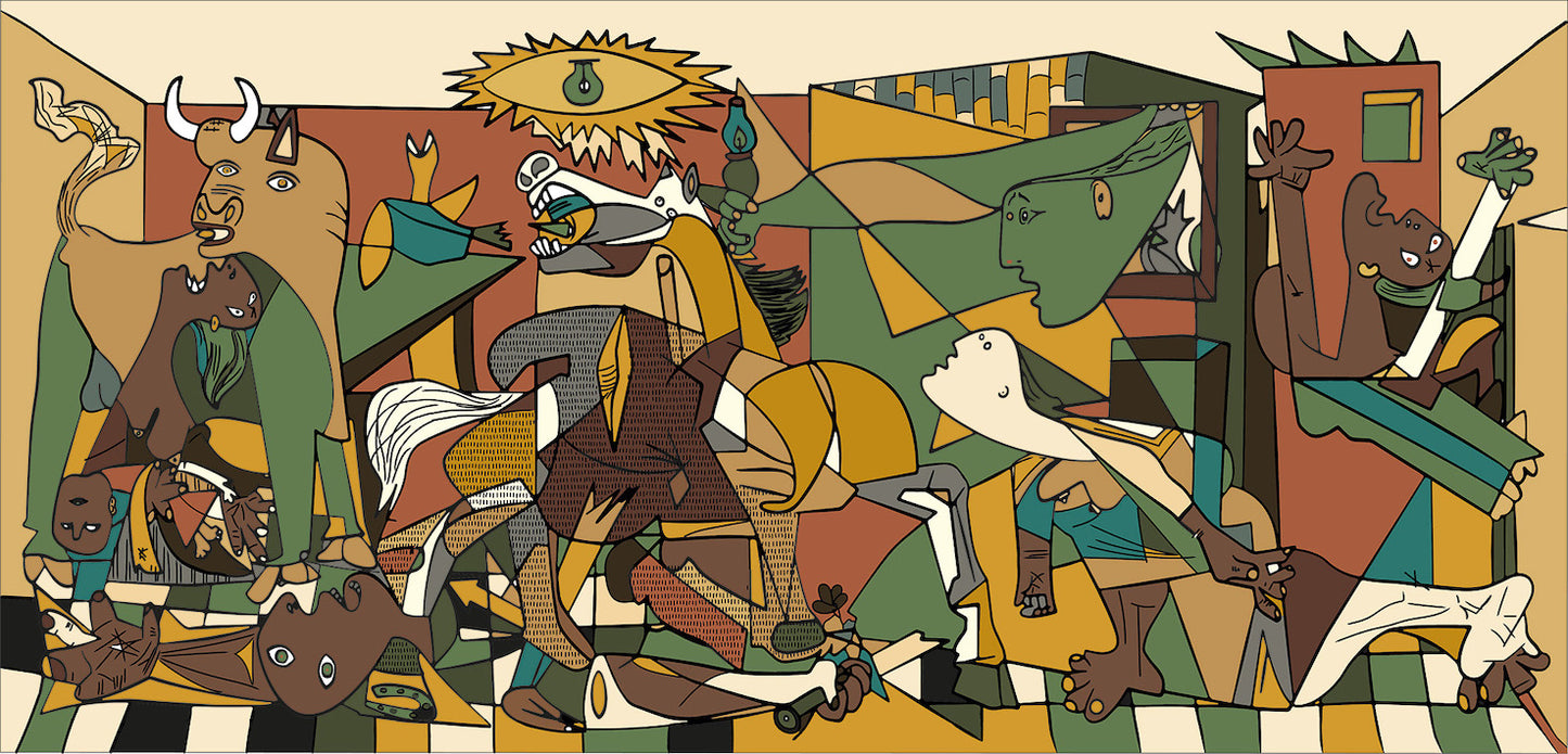Ispirazione Picasso - Guernica in stile barocco | Stampa piatta HD o in 3D