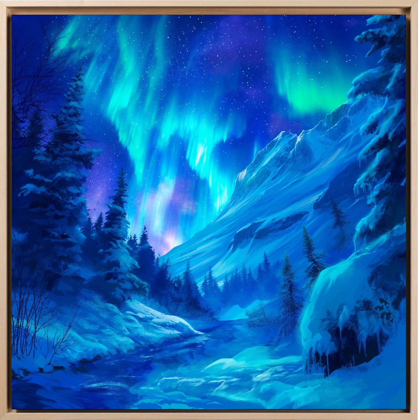 Natura - Aurora Boreale azzurra | Effetto lucido - Materico