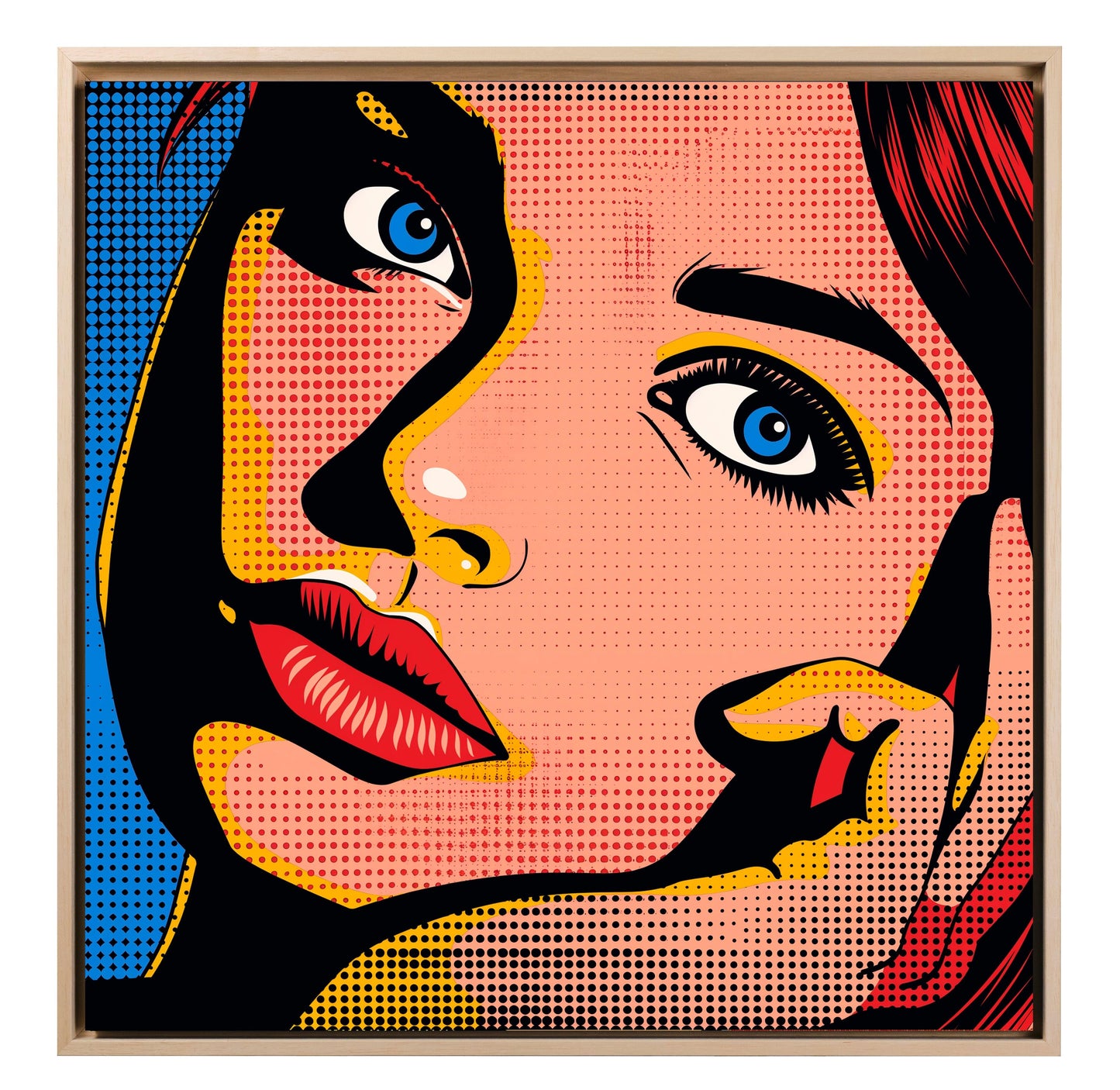 Pop art - Volto donna frontale ispirato a Roy Lichtenstein | Effetto lucido - Materico