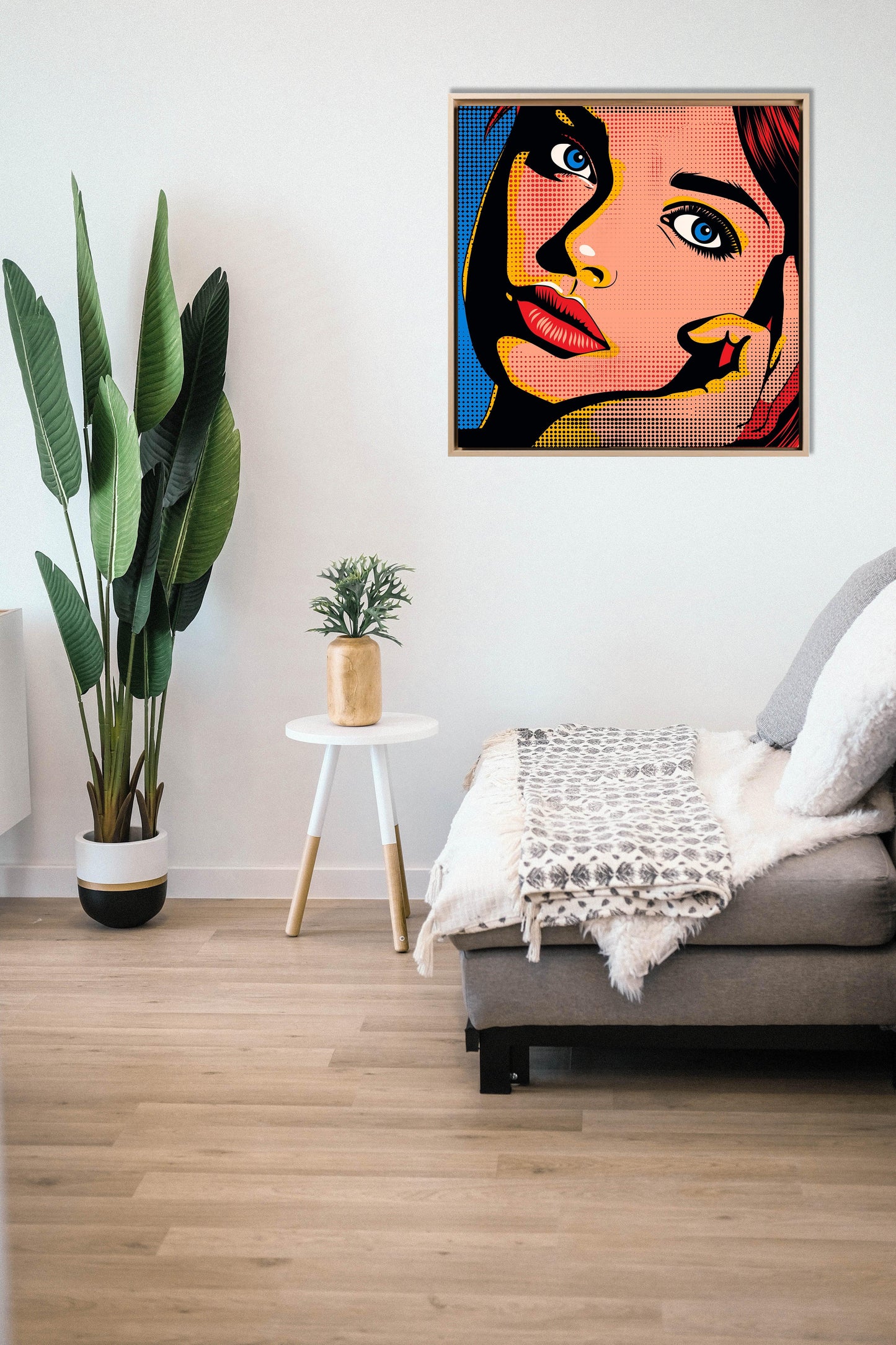 Pop art - Volto donna frontale ispirato a Roy Lichtenstein | Effetto lucido - Materico