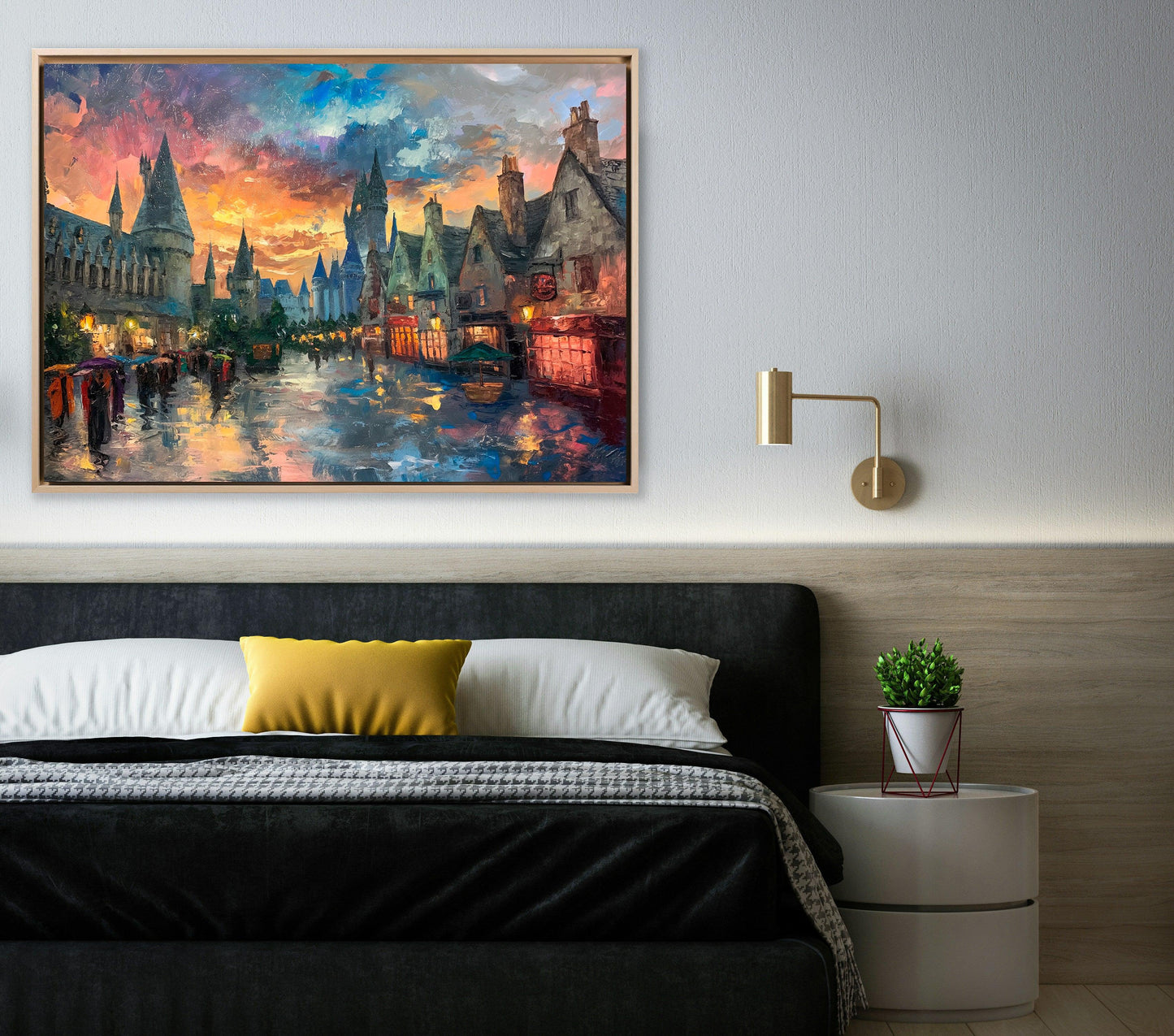 Fantasy - Hogsmeade dipinto ad olio | Stampa piatta HD o in 3D - Materico