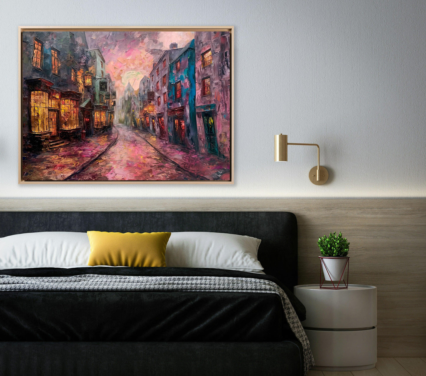 Fantasy - Diagon Alley sotto la pioggia | Stampa piatta HD o in 3D - Materico