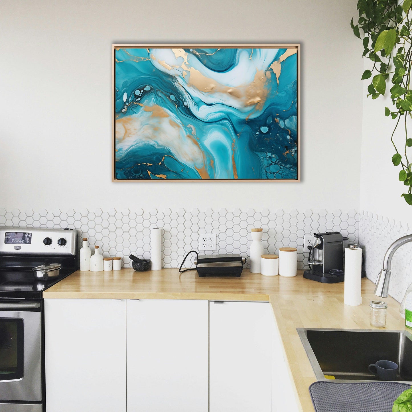 Minimal - Quadro pouring azzurro e blu CHLOE | Effetto lucido - Materico