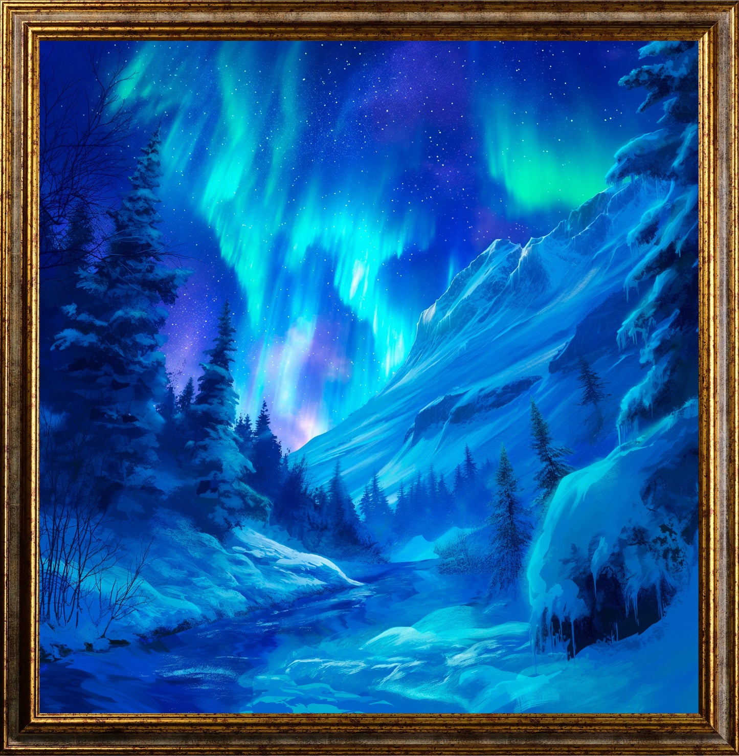 Natura - Aurora Boreale azzurra | Effetto lucido - Materico