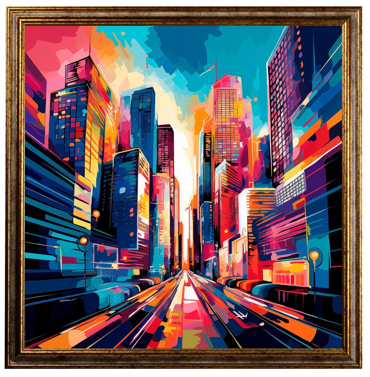 Pop art - Città americana in stile pop art | Stampa piatta HD o in 3D - Materico