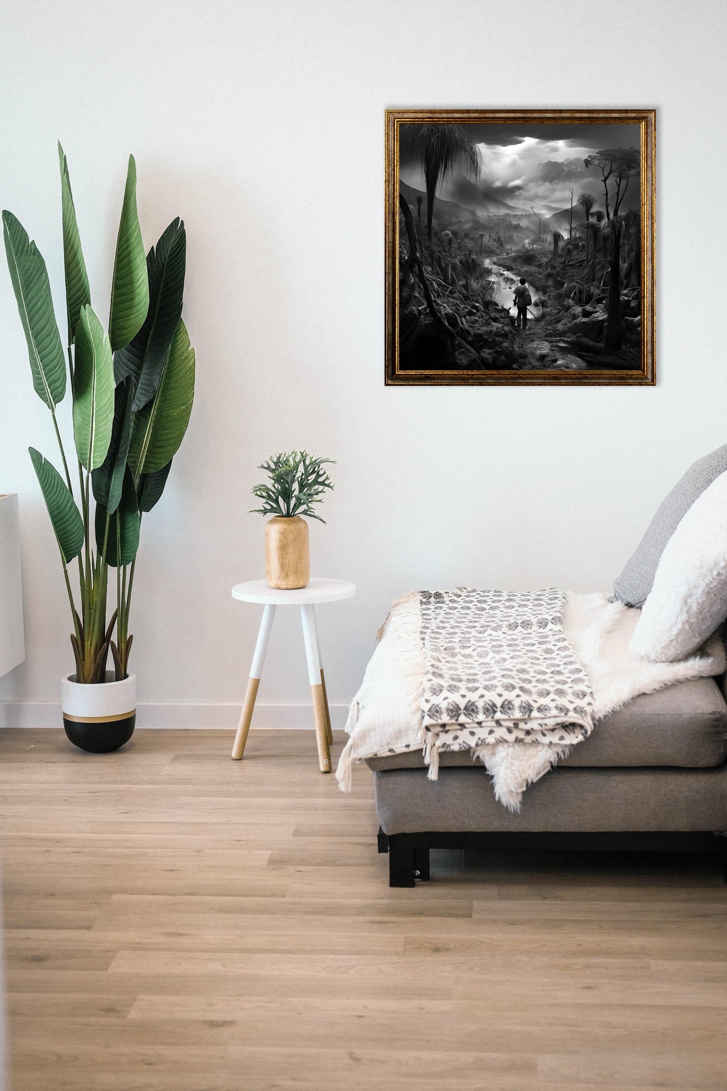 Disegno bianco e nero - Disegno natura desolata in stile Salgado | Effetto lucido - Materico