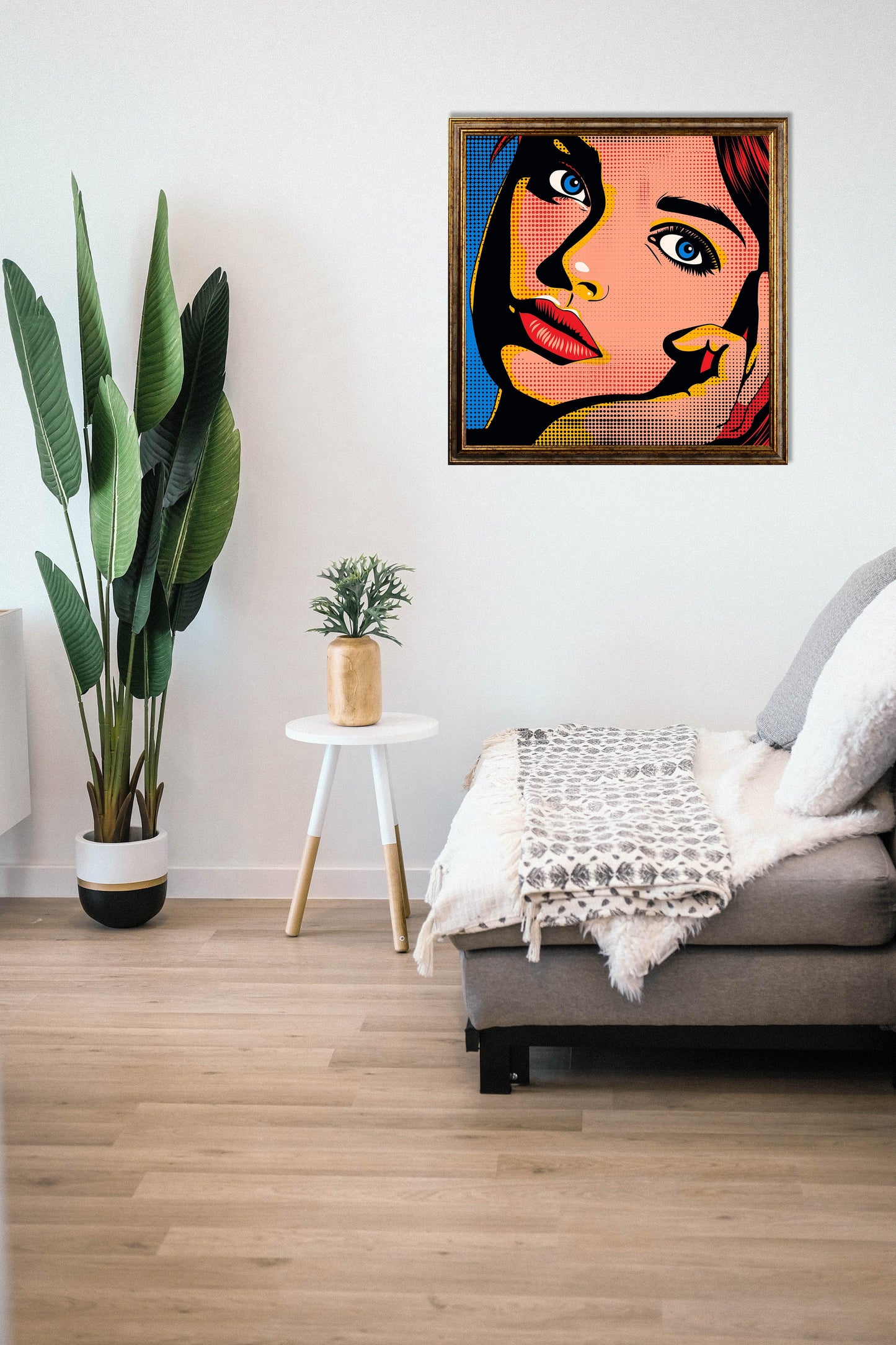 Pop art - Volto donna frontale ispirato a Roy Lichtenstein | Effetto lucido - Materico