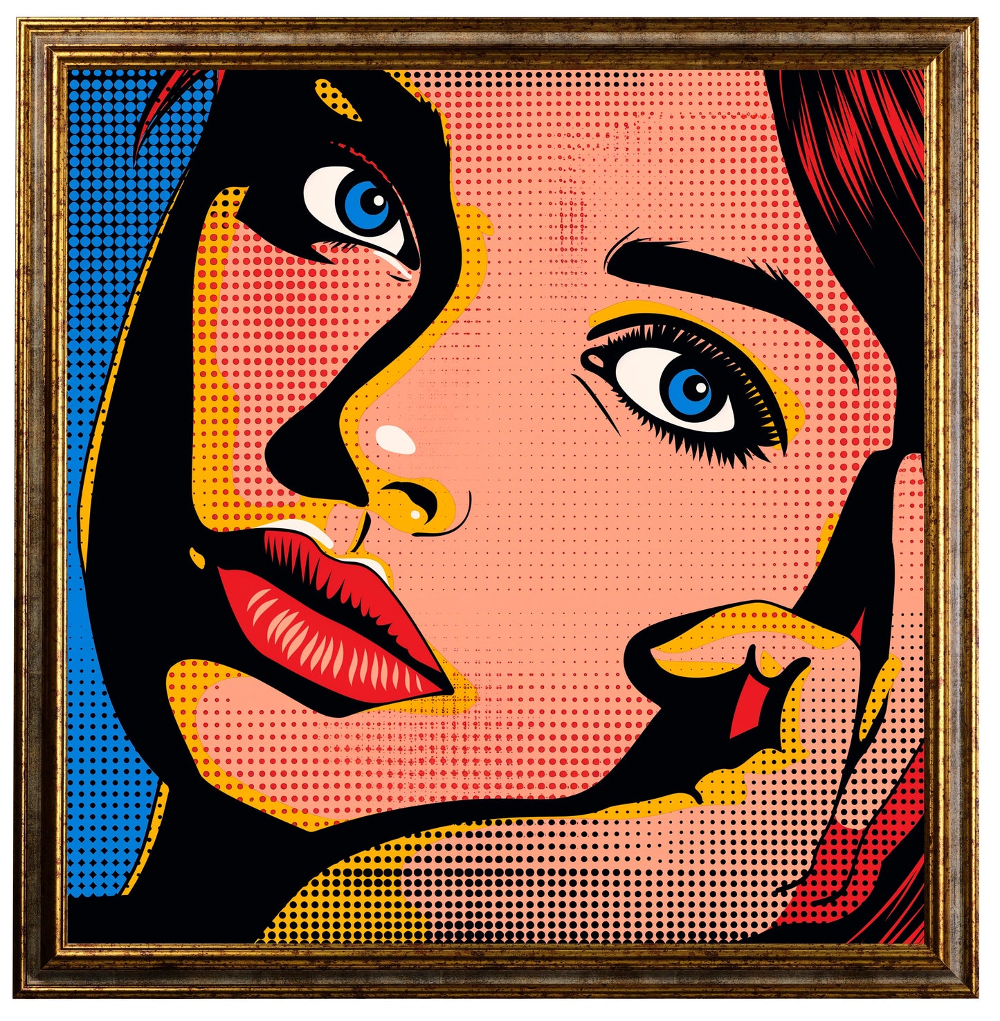 Pop art - Volto donna frontale ispirato a Roy Lichtenstein | Effetto lucido - Materico