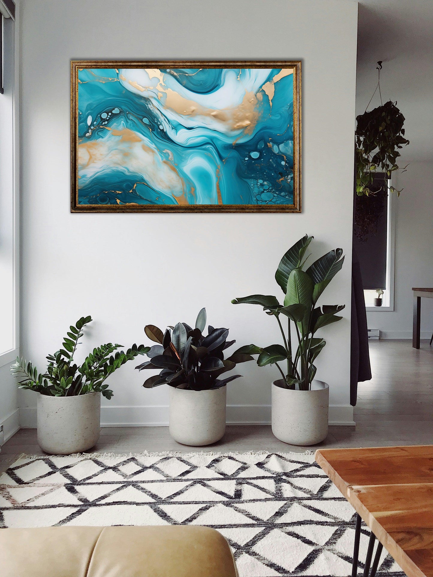 Minimal - Quadro pouring azzurro e blu CHLOE | Effetto lucido - Materico