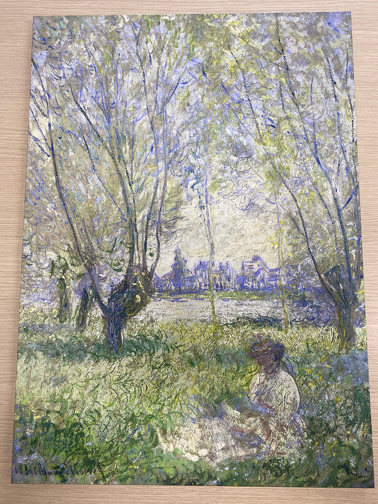 Monet -Donna seduta sotto i salici | Stampa piatta HD o in 3D