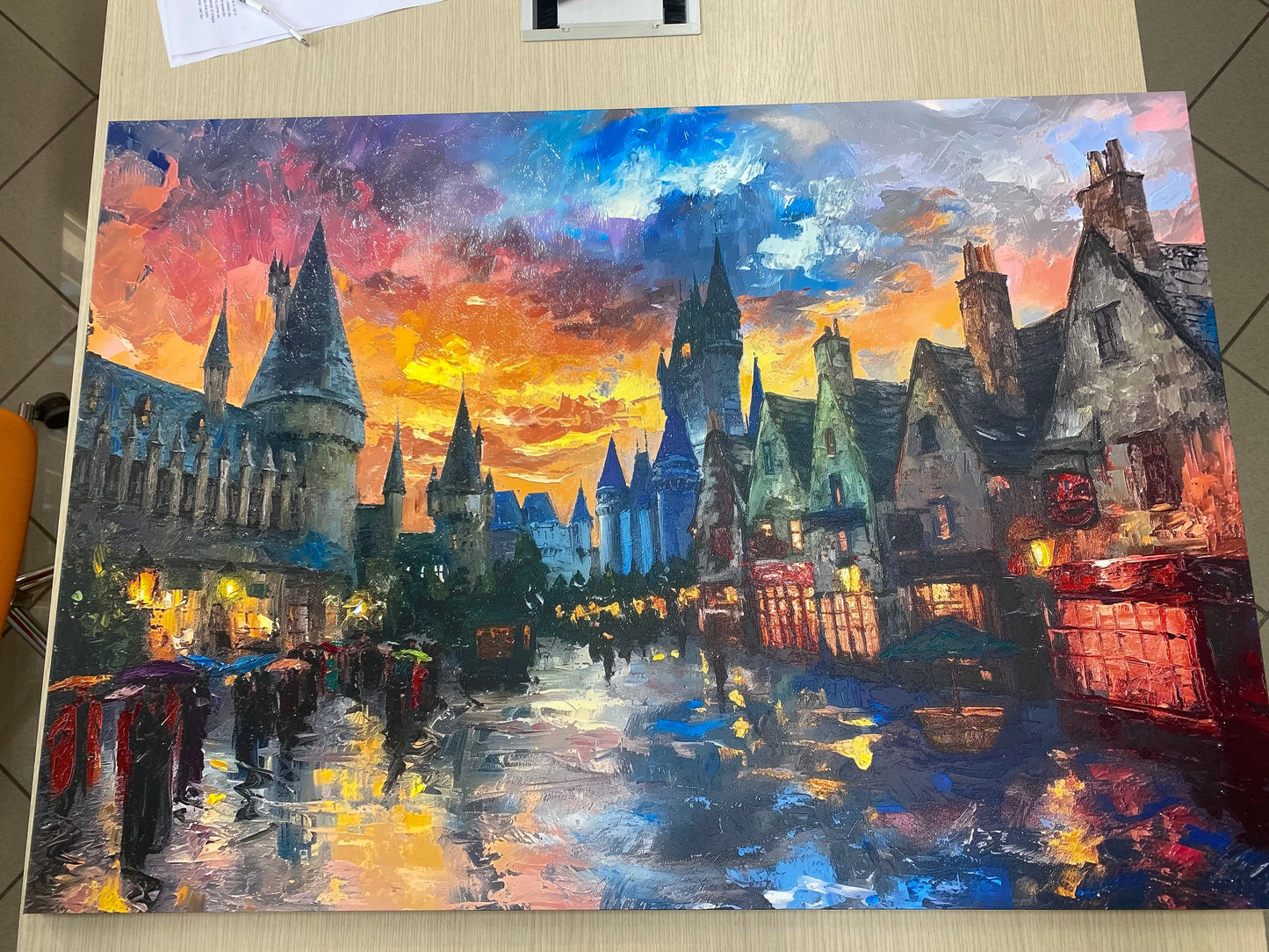 Fantasy - Hogsmeade dipinto ad olio | Stampa piatta HD o in 3D