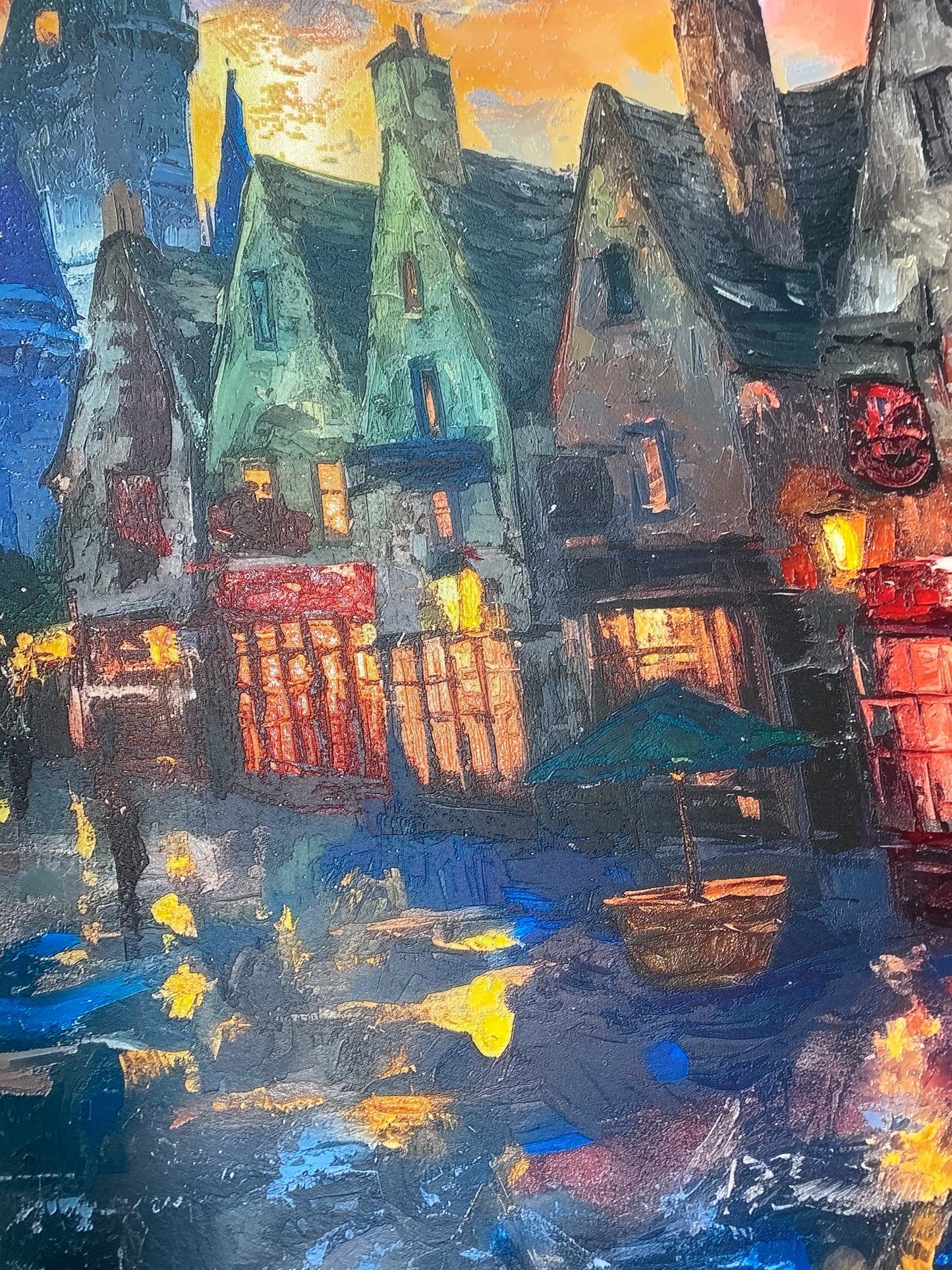 Fantasy - Hogsmeade dipinto ad olio | Stampa piatta HD o in 3D