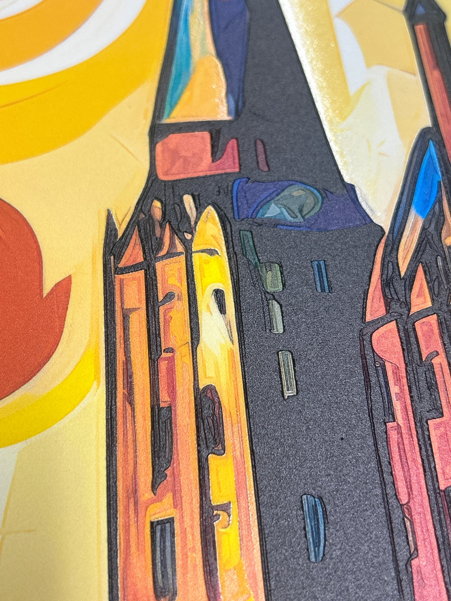 Fantasy - Disegno castello di Hogwarts in stile Van Gogh | Stampa piatta HD o in 3D