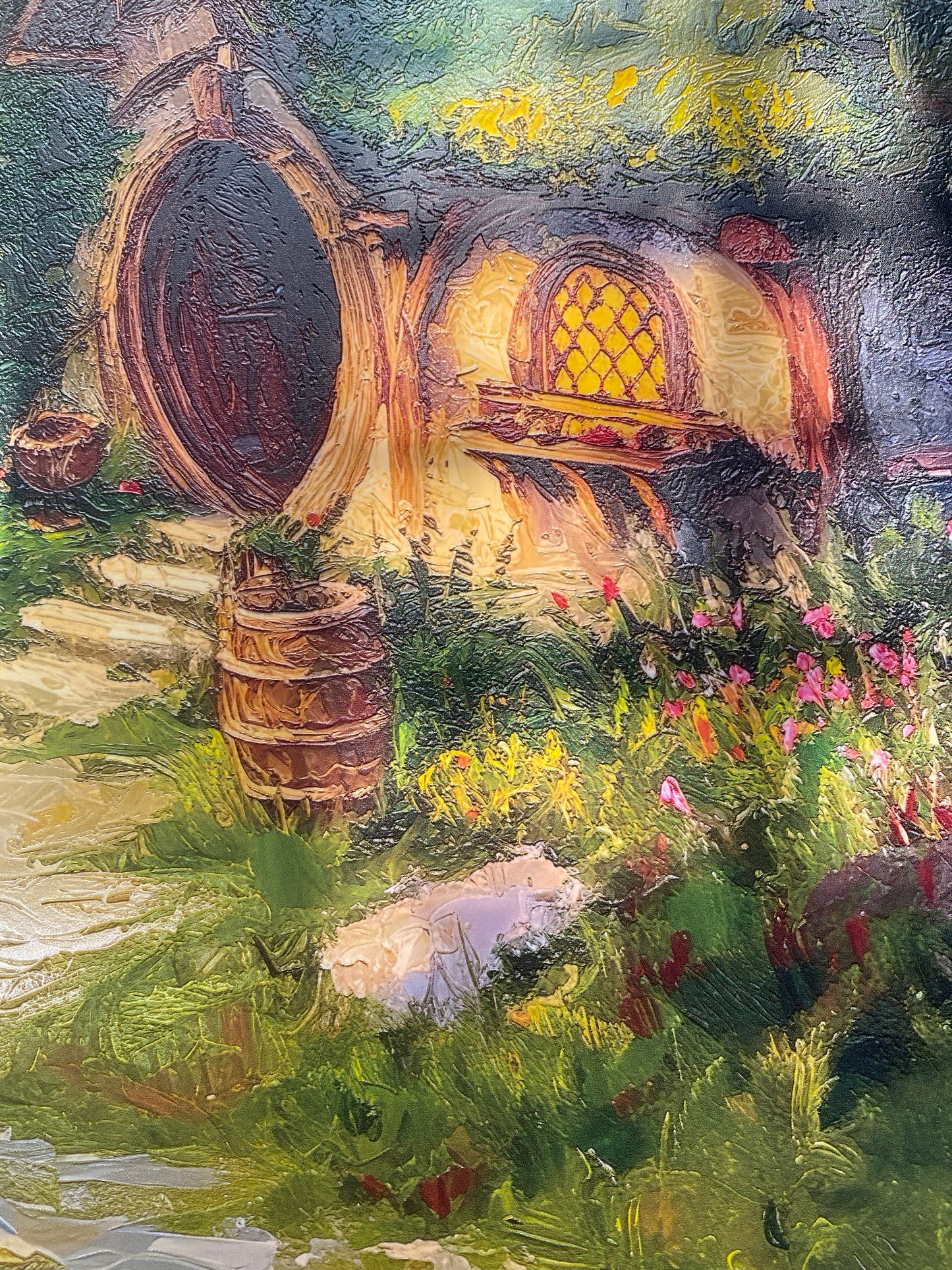 Fantasy - La Contea degli Hobbit dipinto ad olio | Stampa piatta HD o in 3D