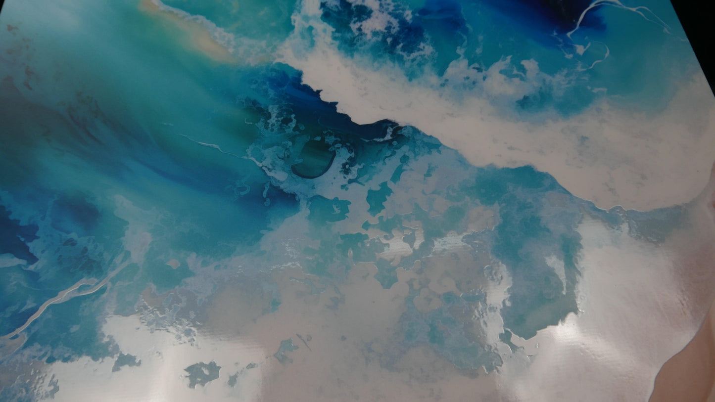 Minimal - Quadro pouring azzurro e oro ARIA | Effetto lucido - Materico