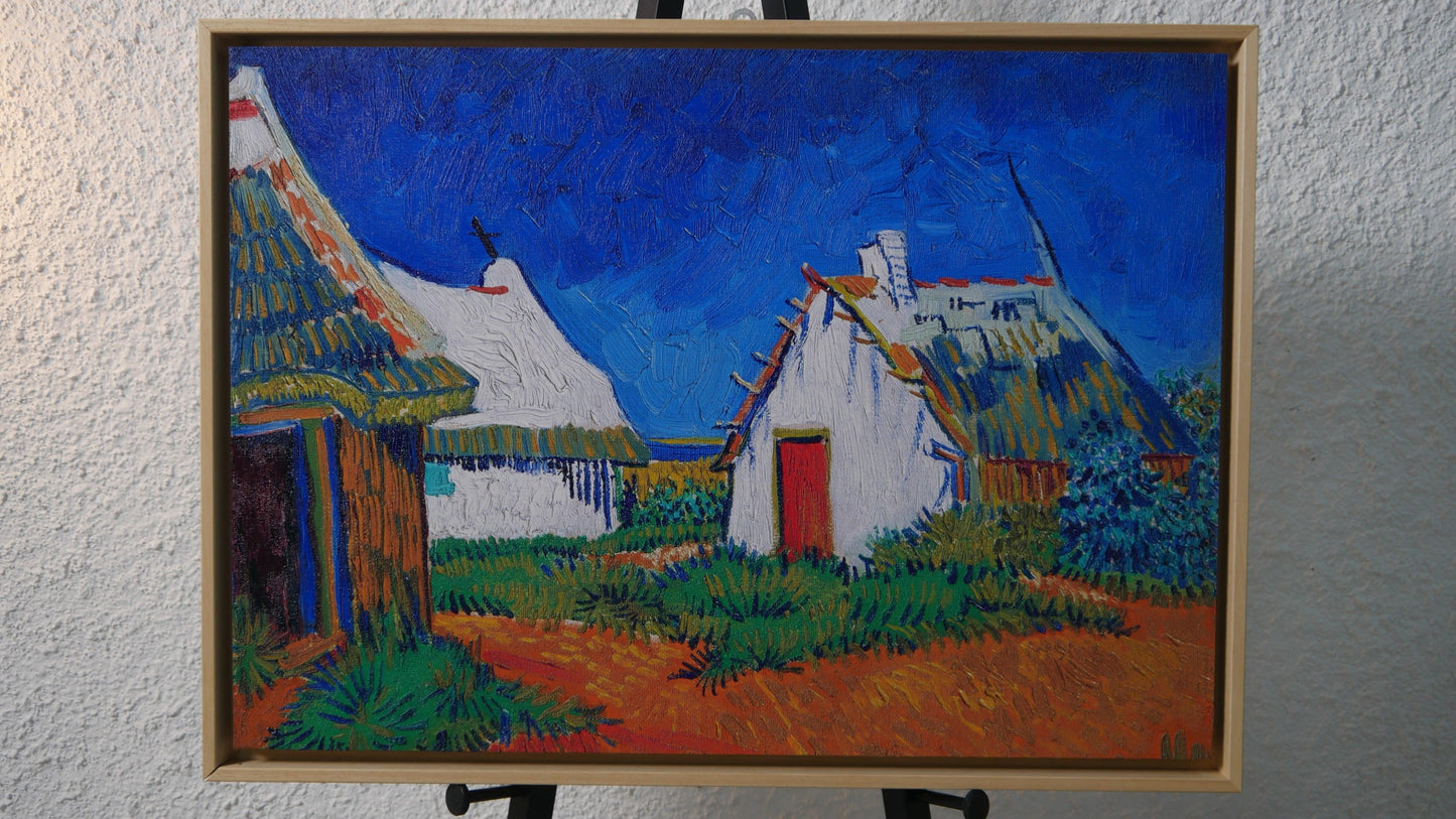 Van Gogh - Tre cottage bianchi a Saintes Maries | Stampa piatta HD o in 3D - Materico