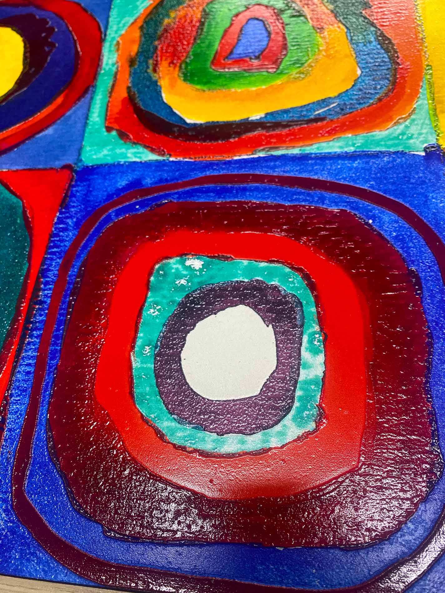 Kandinsky - Studio di colore, quadrati con cerchi | Stampa piatta HD o in 3D