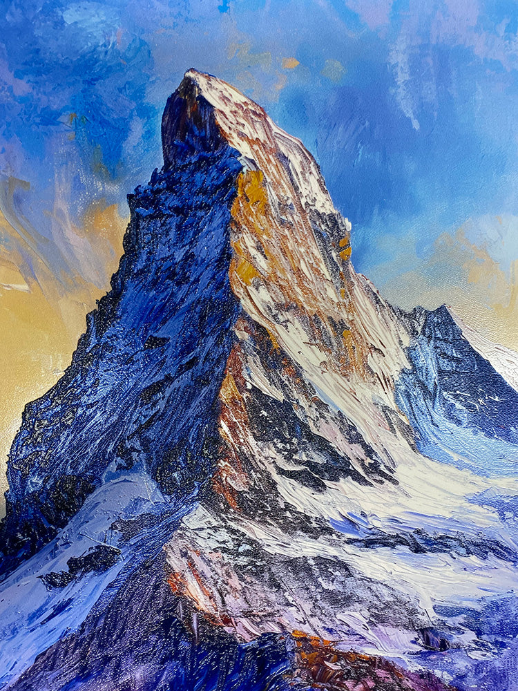 Natur - Impressionismus-Stil von Monte Cervino im Morgengrauen | HD-Flach- oder 3D-Druck