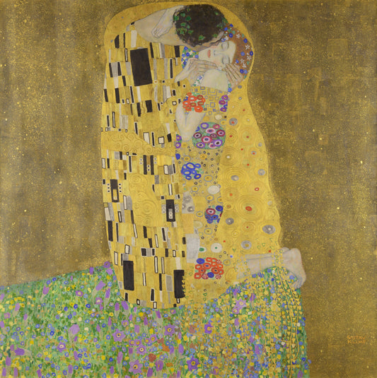 Il Bacio di Klimt con effetto lucido — pannello rigido Materico