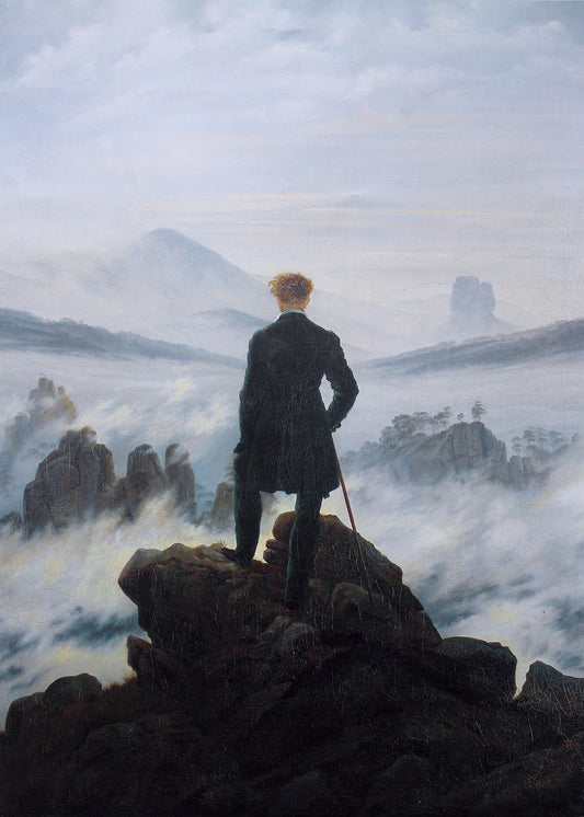 Il Viandante sul mare di nebbia di Friedrich — quadro su pannello rigido Materico