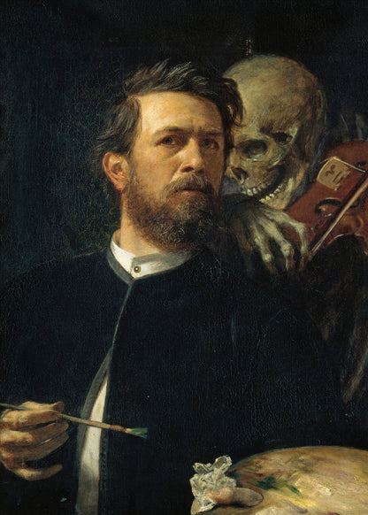 Bocklin- Autoritratto con la morte che suona il violino  | Stampa piatta HD o in 3D