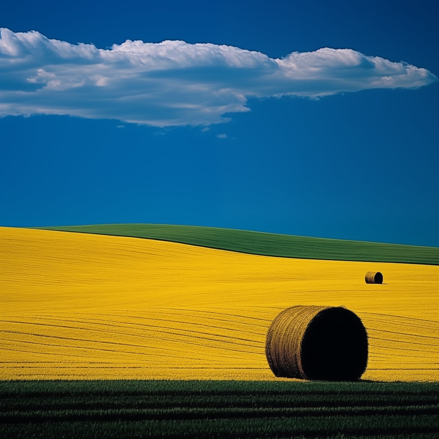 Natura - Disegno balla di fieno stile Franco Fontana | Effetto lucido