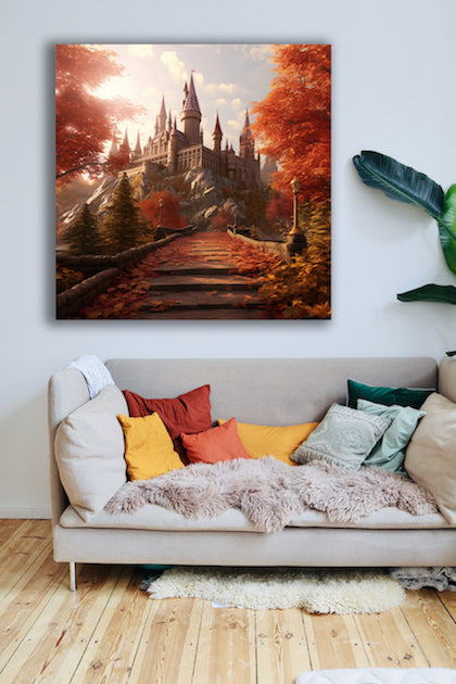 Immagini fantasy - Disegno castello di Hogwarts in autunno