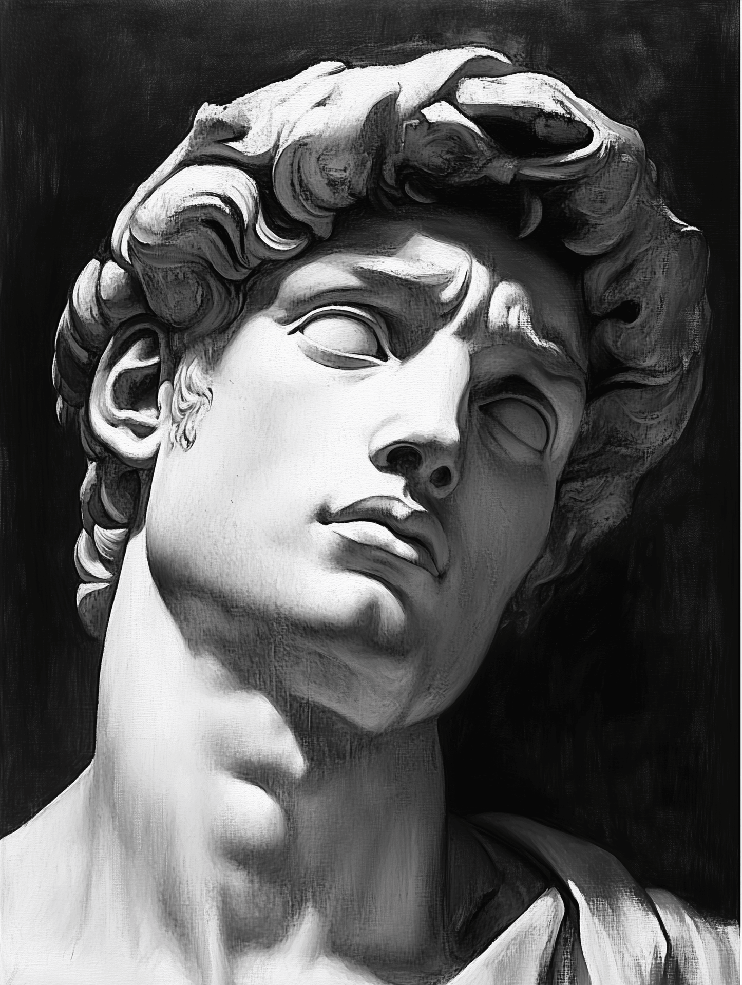 Disegno bianco e nero - Statua bianco e nero | Effetto lucido - Materico