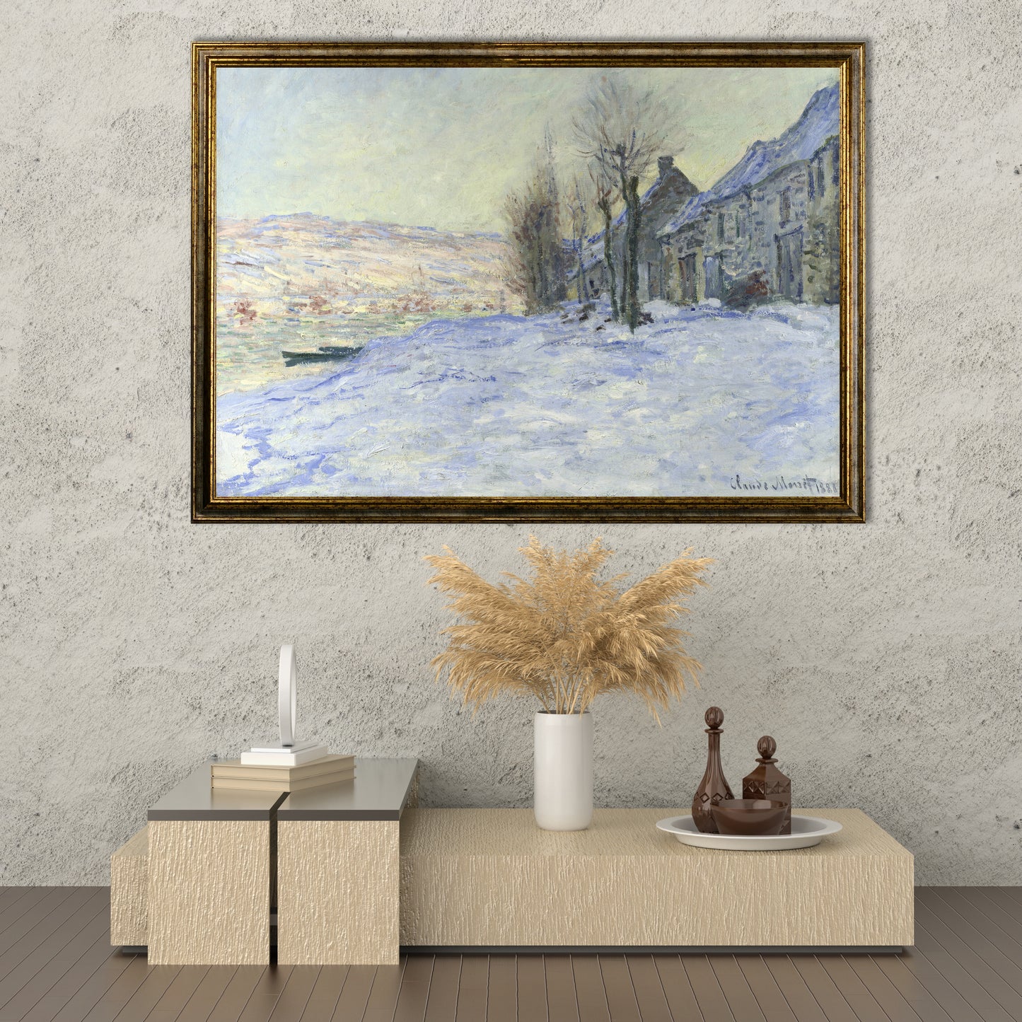 Monet - Lavacourt sotto la neve | Stampa piatta HD o in 3D