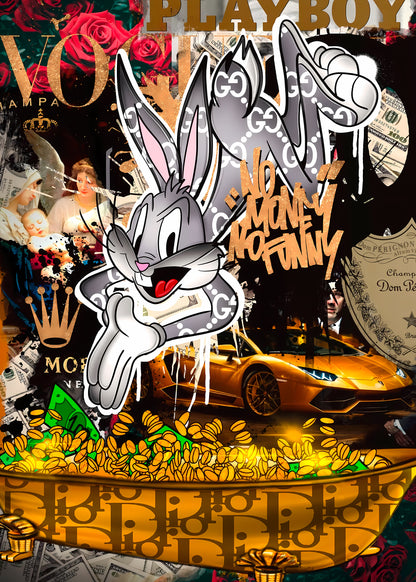 Street art - No money no funny | Stampa piatta HD o in 3D