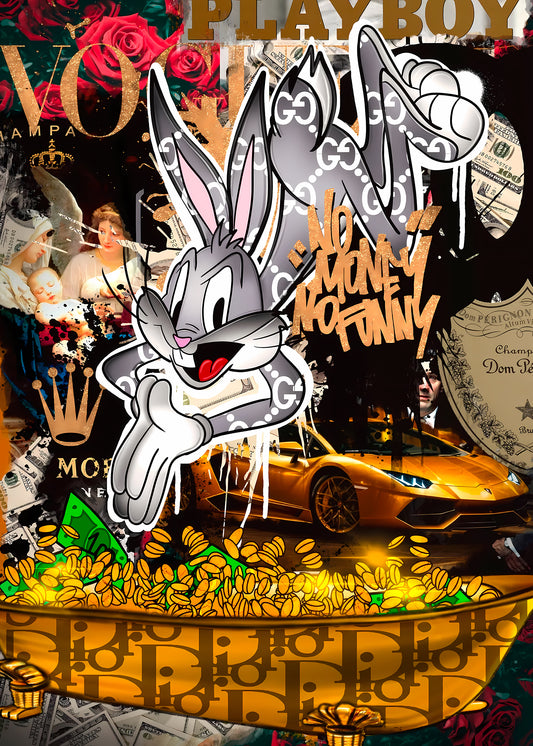 Street art - No money no funny | Stampa piatta HD o in 3D