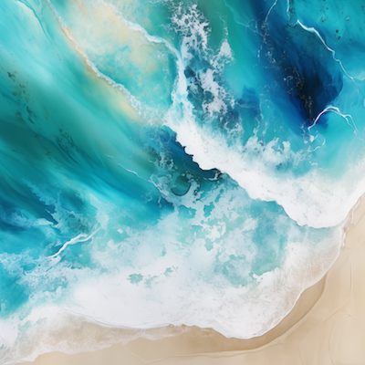Immagini pouring - Quadro pouring azzurro e beige SEA