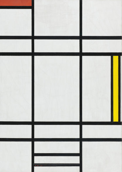 Mondrian - Composizione in bianco, rosso e giallo | Stampa piatta HD o in 3D