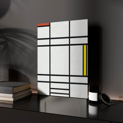 Mondrian - Composizione in bianco, rosso e giallo | Stampa piatta HD o in 3D