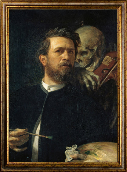 Bocklin- Autoritratto con la morte che suona il violino  | Stampa piatta HD o in 3D