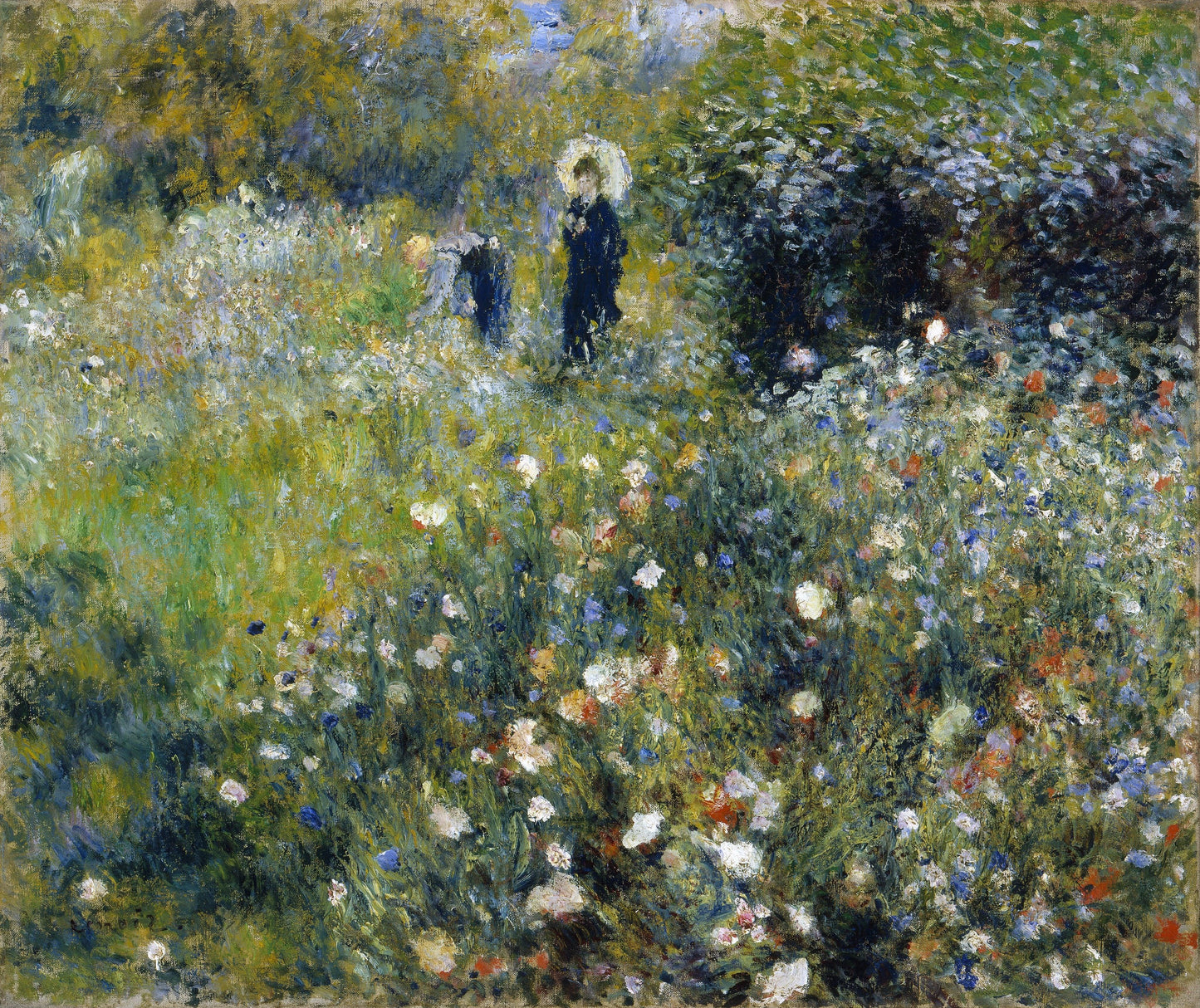 Renoir - Donna con Ombrello in giardino | Stampa piatta HD o in 3D - Materico