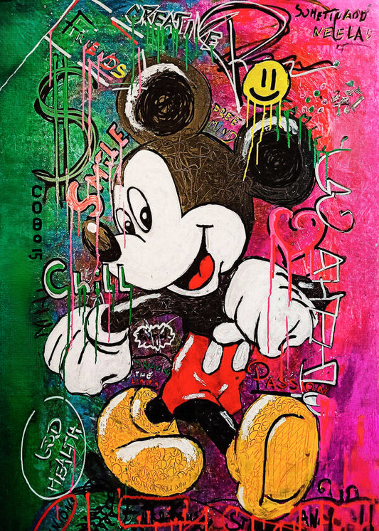 Street art - Topolino street art | Stampa piatta HD o in 3D