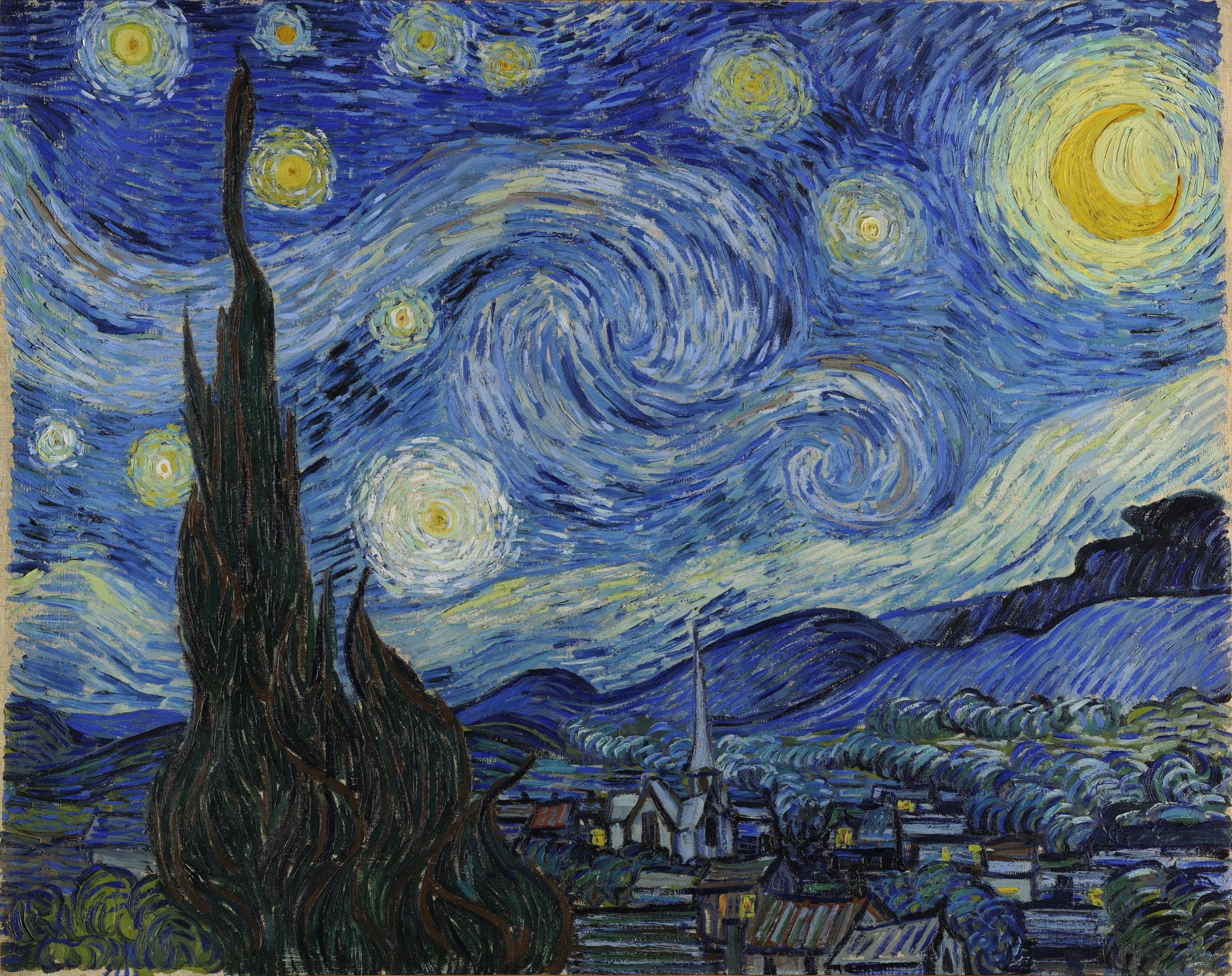 Van Gogh - Notte stellata | Stampa piatta HD o in 3D - Materico