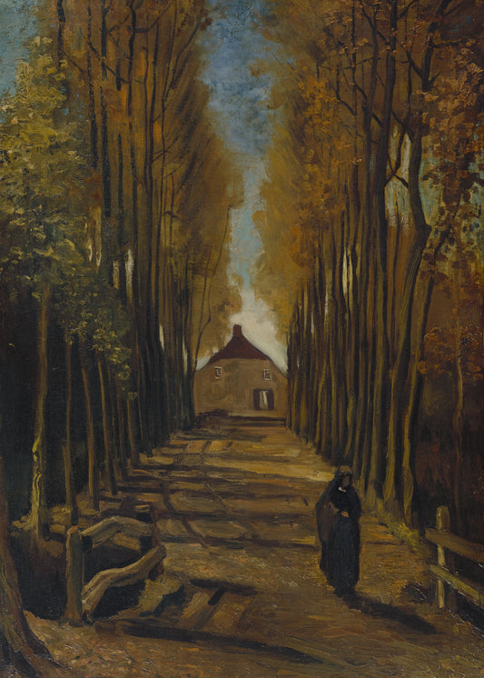 Van Gogh - Viale dei pioppi in autunno | Stampa piatta HD o in 3D