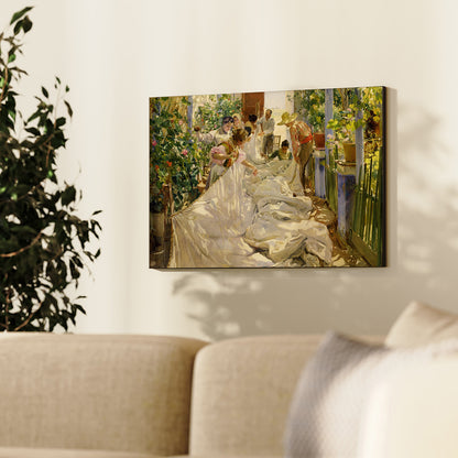 Joaquin Sorolla - Cucendo la vela | Stampa piatta HD o in 3D