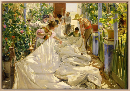 Joaquin Sorolla - Cucendo la vela | Stampa piatta HD o in 3D