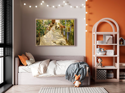 Joaquin Sorolla - Cucendo la vela | Stampa piatta HD o in 3D