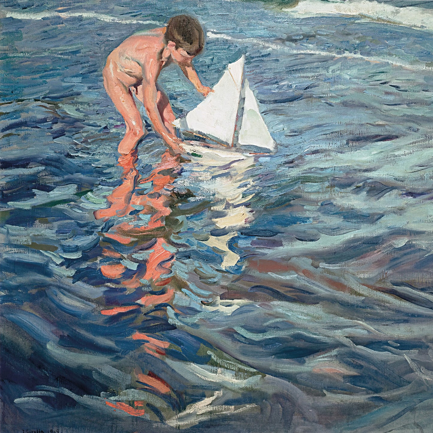 Joaquin Sorolla - La piccola barca a vela | Stampa piatta HD o in 3D