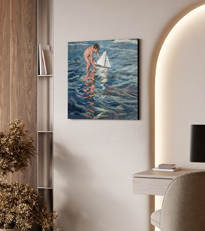 Joaquin Sorolla - La piccola barca a vela | Stampa piatta HD o in 3D